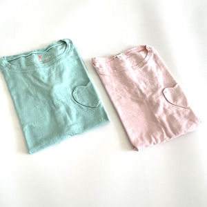 Bundle Crewcuts Girls Shirts 12 Aqua/Pink 100% Cotton Round Neck Short Sleeve